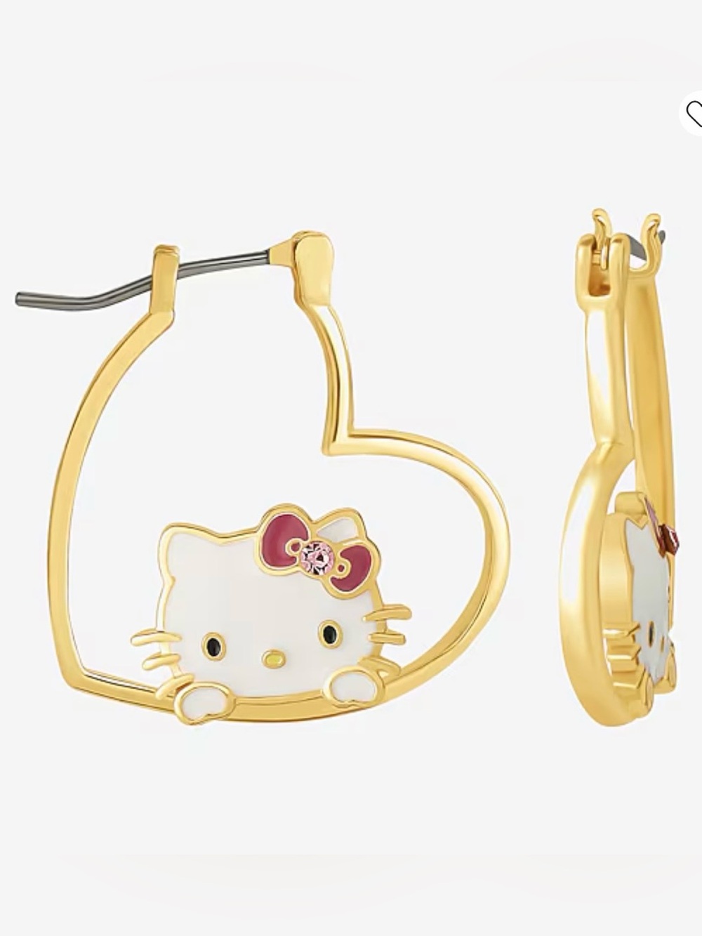 Sanrio | Hello Kitty Gold-Plated Crystal Heart Hoop Earrings